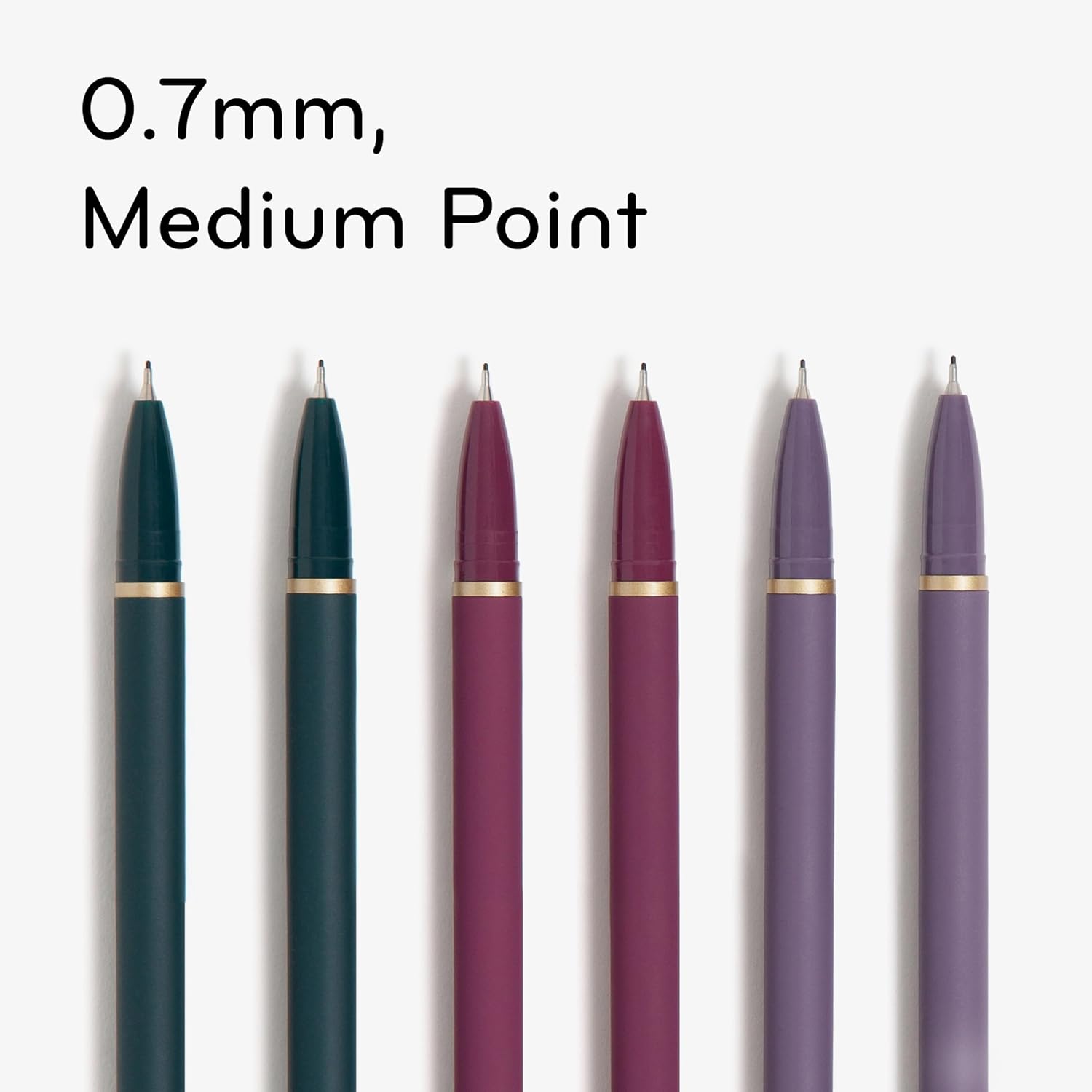 U Brands Catalina Felt Tip Pens, Set of 6, Soft Touch Jewel Tones with Gold Details, Medium (0.7 mm) Point, Black Ink-3