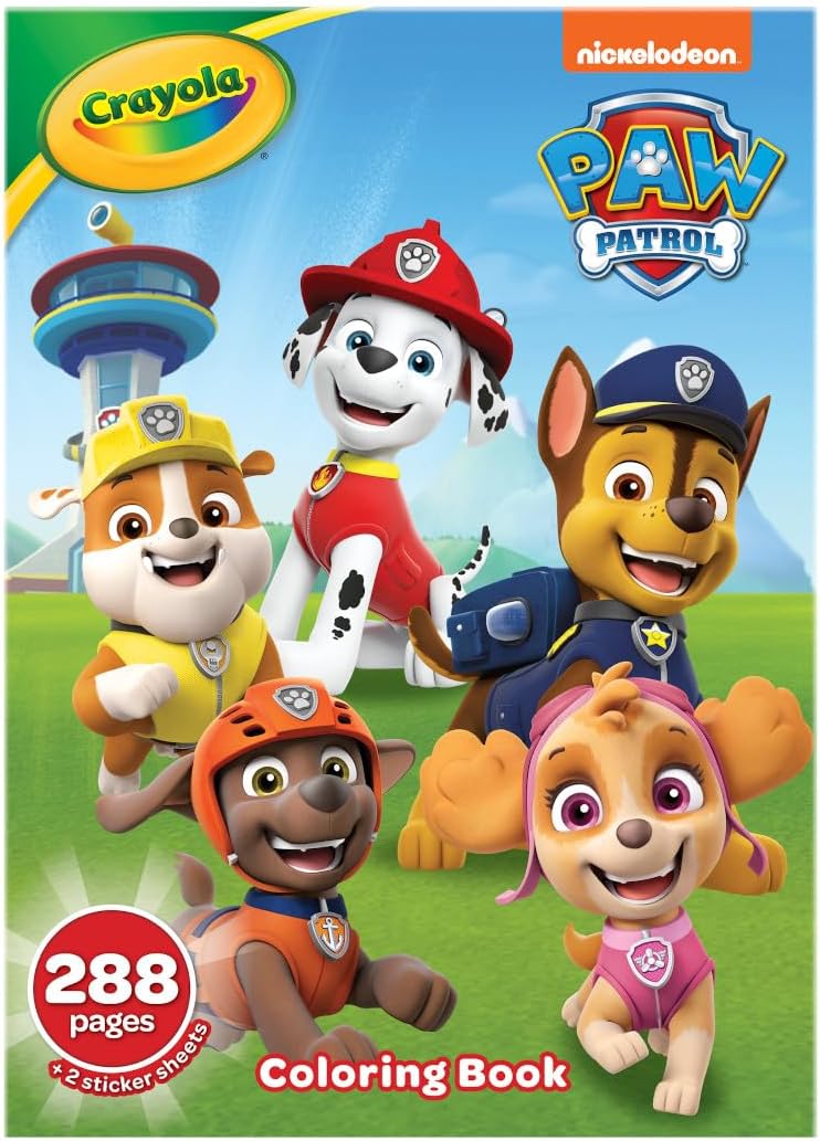 Crayola Paw Patrol Coloring Book with Stickers, Gift for Kids, 288 Pages, Ages 3, 4, 5, 6-0