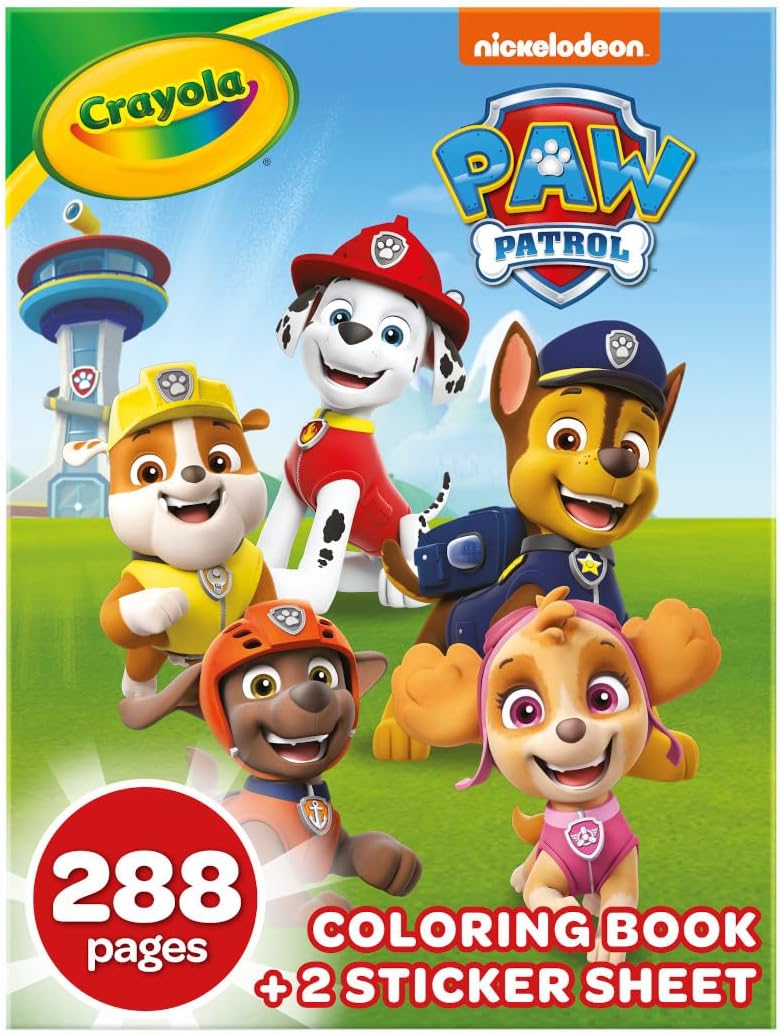 Crayola Paw Patrol Coloring Book with Stickers, Gift for Kids, 288 Pages, Ages 3, 4, 5, 6-1