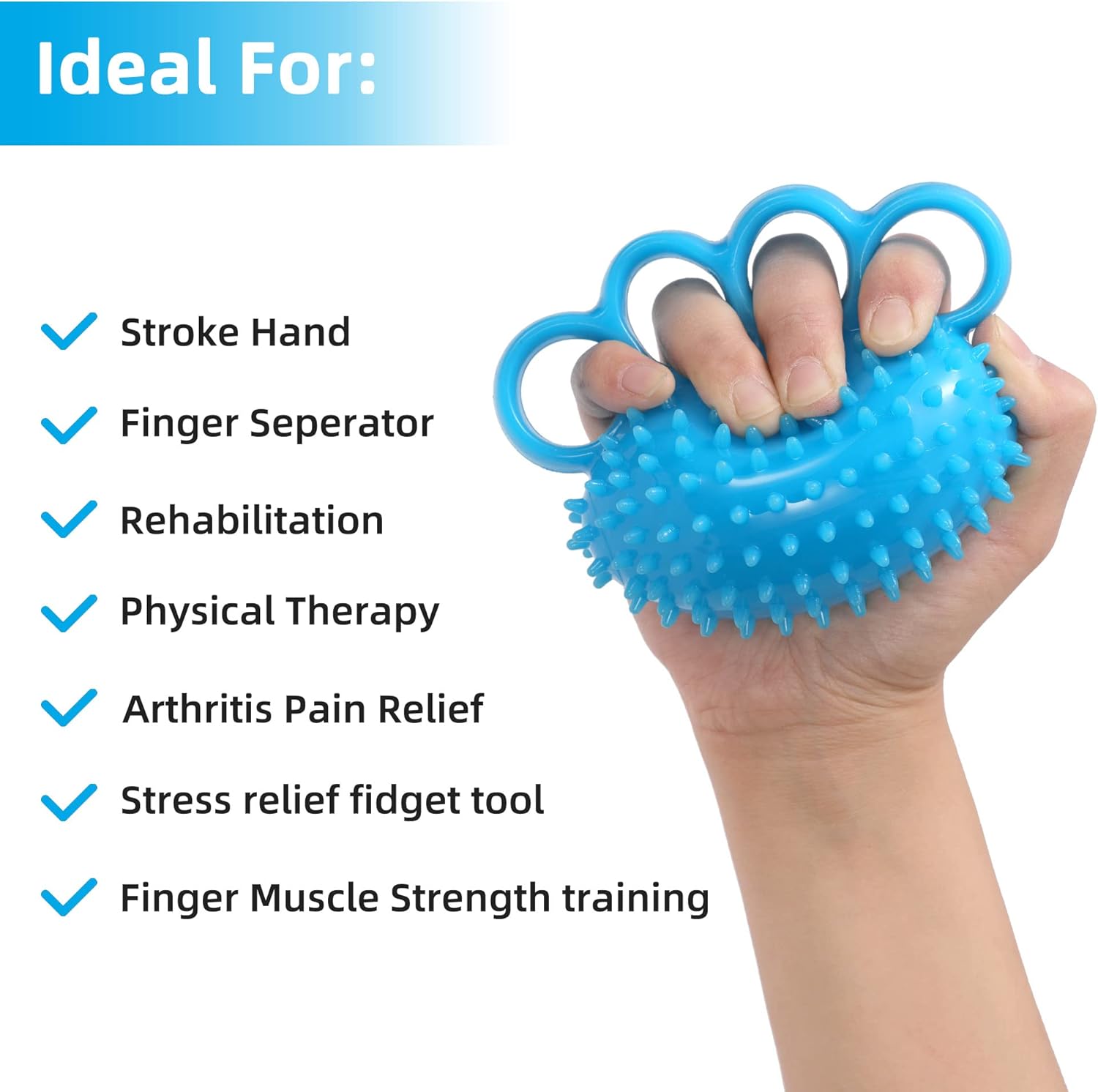 Hand Exercise Ball Finger Therapy Ball - Grip Strengthening, Improve Flexibility, Squeeze Stress Relief Balls, Resistance Strength Trainer for Hand-1