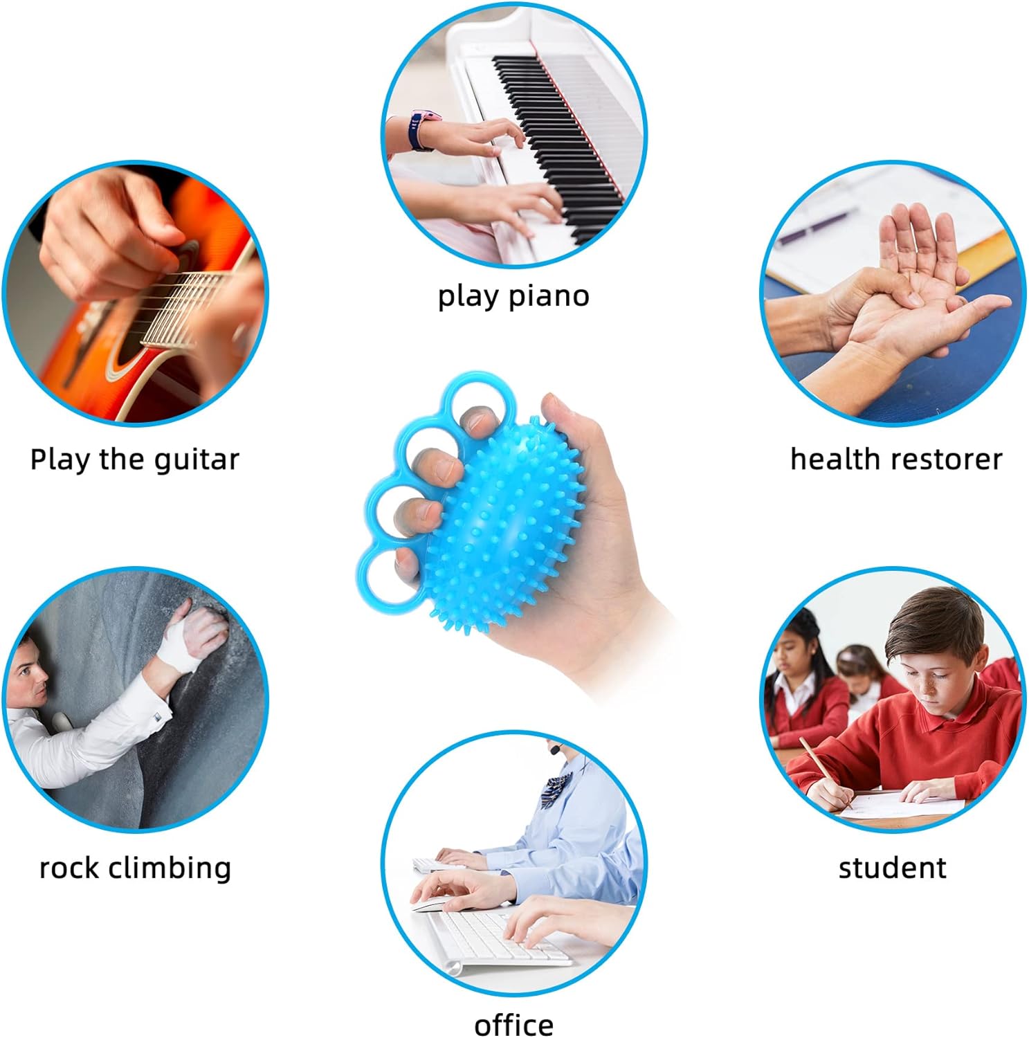 Hand Exercise Ball Finger Therapy Ball - Grip Strengthening, Improve Flexibility, Squeeze Stress Relief Balls, Resistance Strength Trainer for Hand-2