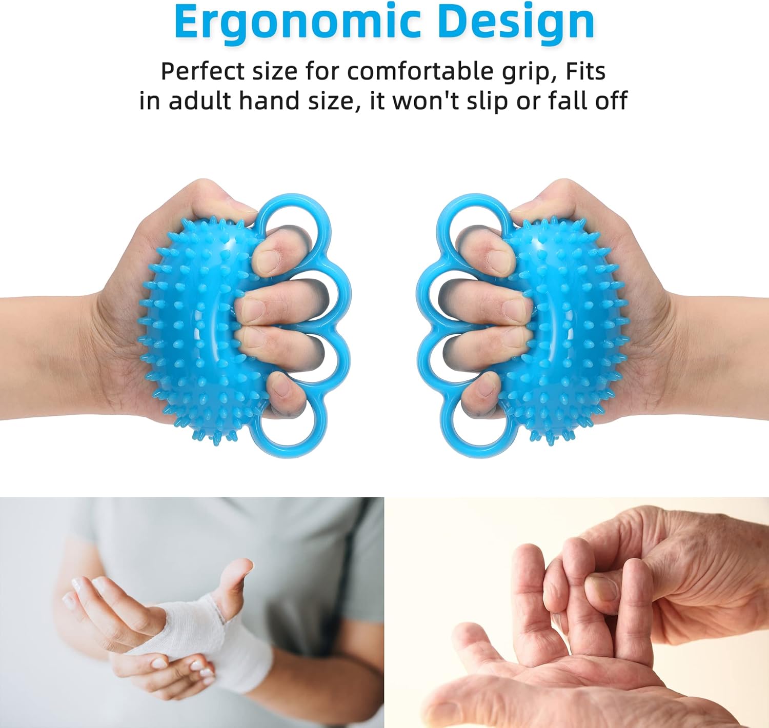 Hand Exercise Ball Finger Therapy Ball - Grip Strengthening, Improve Flexibility, Squeeze Stress Relief Balls, Resistance Strength Trainer for Hand-3