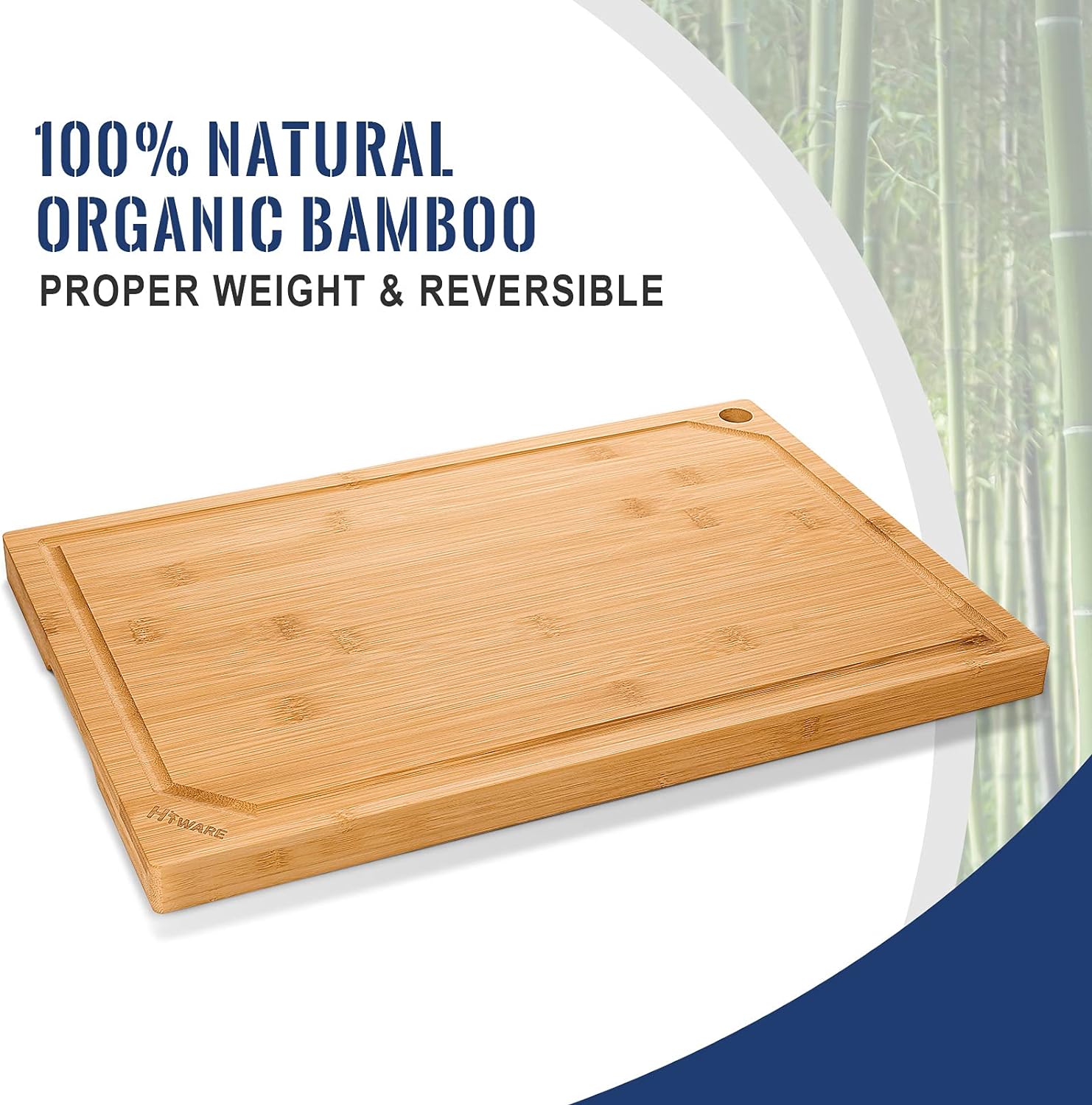 Hiware 4-Piece Extra Large Bamboo Cutting Boards Set for Kitchen, Heavy Duty Cutting Board with Juice Groove, Bamboo Chopping Board Set for Meat, Vegetables - Pre Oiled-3