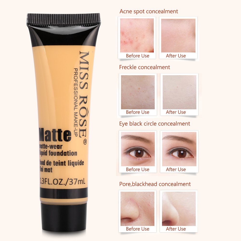 , Smooth Liquid Concealer Cream, Makeup Base Face Liquid Matte Wear Concealer Sun Block Cream(#5)-4