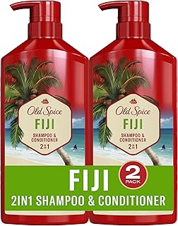 Old Spice Fiji 2-in-1 Shampoo and Conditioner Set for Men, Coconut & Tropical Wood Scent, Get Up To 80% Fuller-Looking Hair, Barbershop Quality, Fresh & Clean Hair, 21.9 Fl Oz Each, 2 Pack