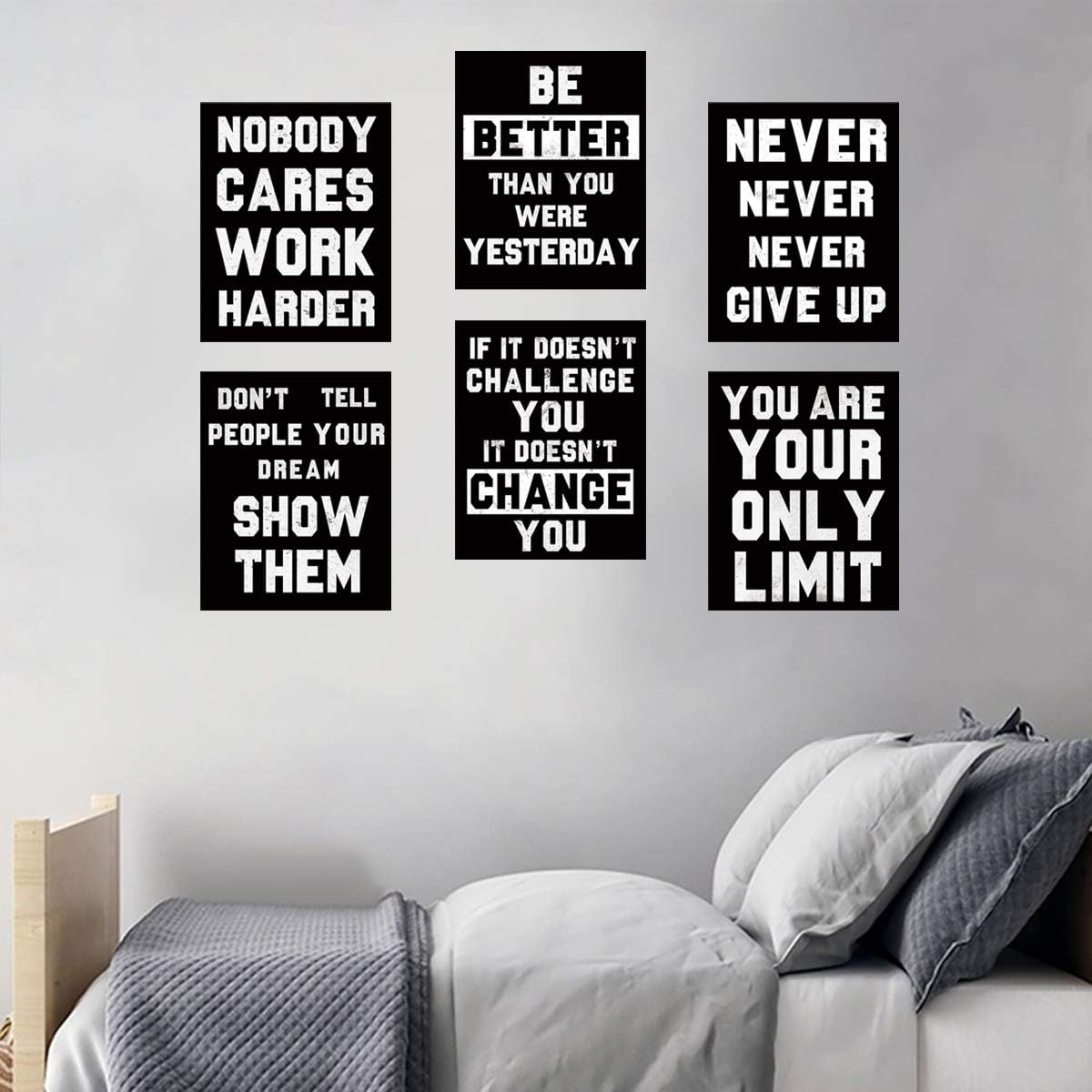 HOMANGA Inspirational Wall Art, Motivational Wall Art Posters, Quotes Dorm Decor for College Girls & Boys, Set of 6, Sayings For Ofiice Wall Decor, Canvas Prints 8x10 Inch Unframed-6