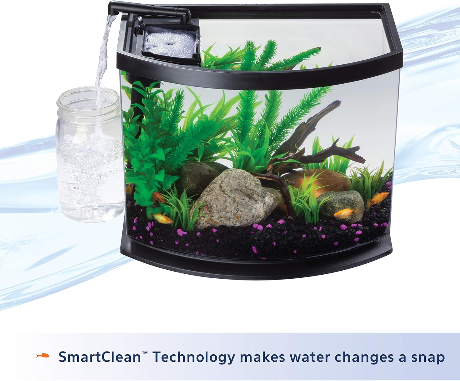 Aqueon LED MiniBow Small Aquarium Fish Tank Kit with SmartClean Technology, Black, 5 Gallon-4