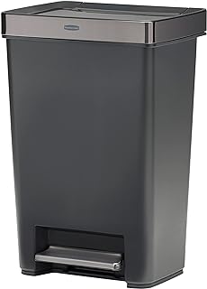 Rubbermaid Premier Series IV Step-On Trash Can for Home and Kitchen, with Stainless Steel Lid, 13 Gallon, Charcoal, for Home/Kitchen/Hotel/Lobby/Office