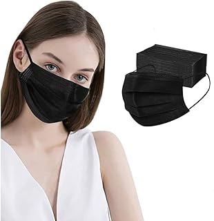 LEMENT 100 Pcs Disposable Face Masks, 3 Ply Face Masks Black Disposable Mask, (Disposable face mask)