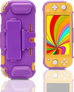 ECHZOVE Purple Switch lite Case, Protective Case for Nintendo Switch lite with Game Storage and Kickstand - Purple