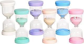 Toirxarn Sand Timers for Classroom & Kids - Multi-Color Hourglass Set, 1, 3, 5, 10, 15, 30 Minute Time Management for Children Brushing Teeth, Homework, School Teaching, Home & Kitchen Quiet Timer