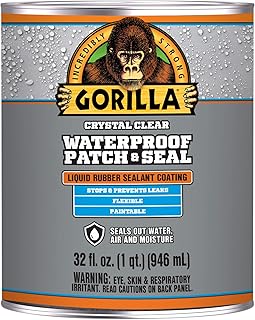 Gorilla Waterproof Patch & Seal Liquid Rubber Sealant, Crystal Clear, 32oz (Pack of 1)