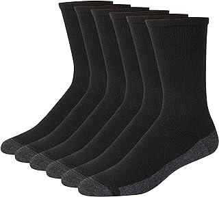 Hanes Men's Max Cushioned Crew Socks, Moisture-Wicking with Odor Control, Multipack