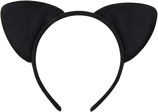 Black Cat Ears Headband Women Ears Costume Kitty Ears Headband for Cosplay Halloween Chriatmas Party Daily Decoration