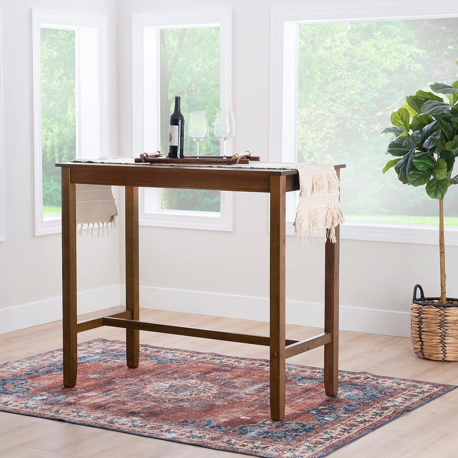 Linon 42 inch Height Pub Claridge Table, Rustic Brown Bar-1