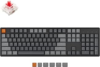 Keychron K10 Full Size 104 Keys Bluetooth Wireless/USB Wired Mechanical Gaming Keyboard for Mac with Gateron G Pro Red Switch/RGB Backlight/Multitasking Computer Keyboard for Windows, Aluminum Frame