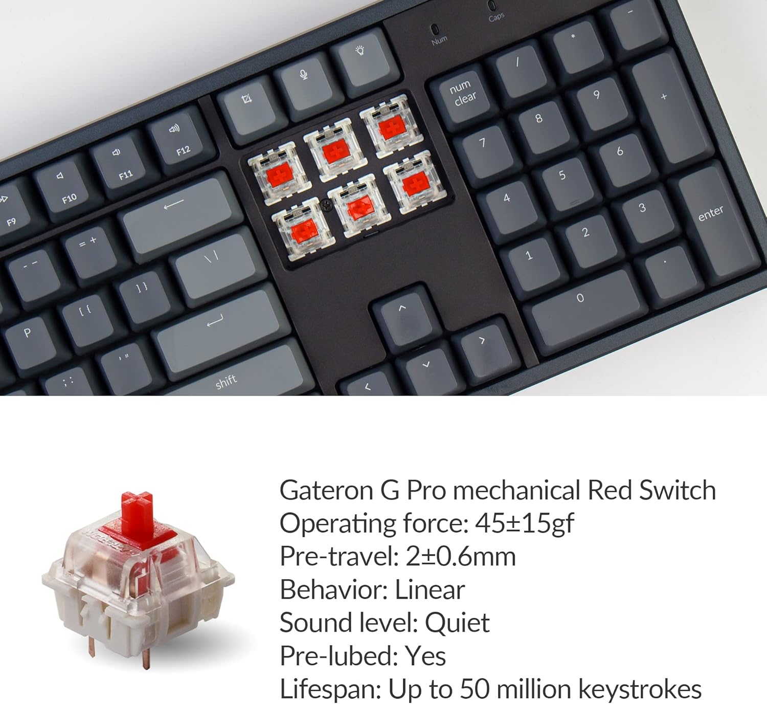 Keychron K10 Full Size 104 Keys Bluetooth Wireless/USB Wired Mechanical Gaming Keyboard for Mac with Gateron G Pro Red Switch/RGB Backlight/Multitasking Computer Keyboard for Windows, Aluminum Frame-1