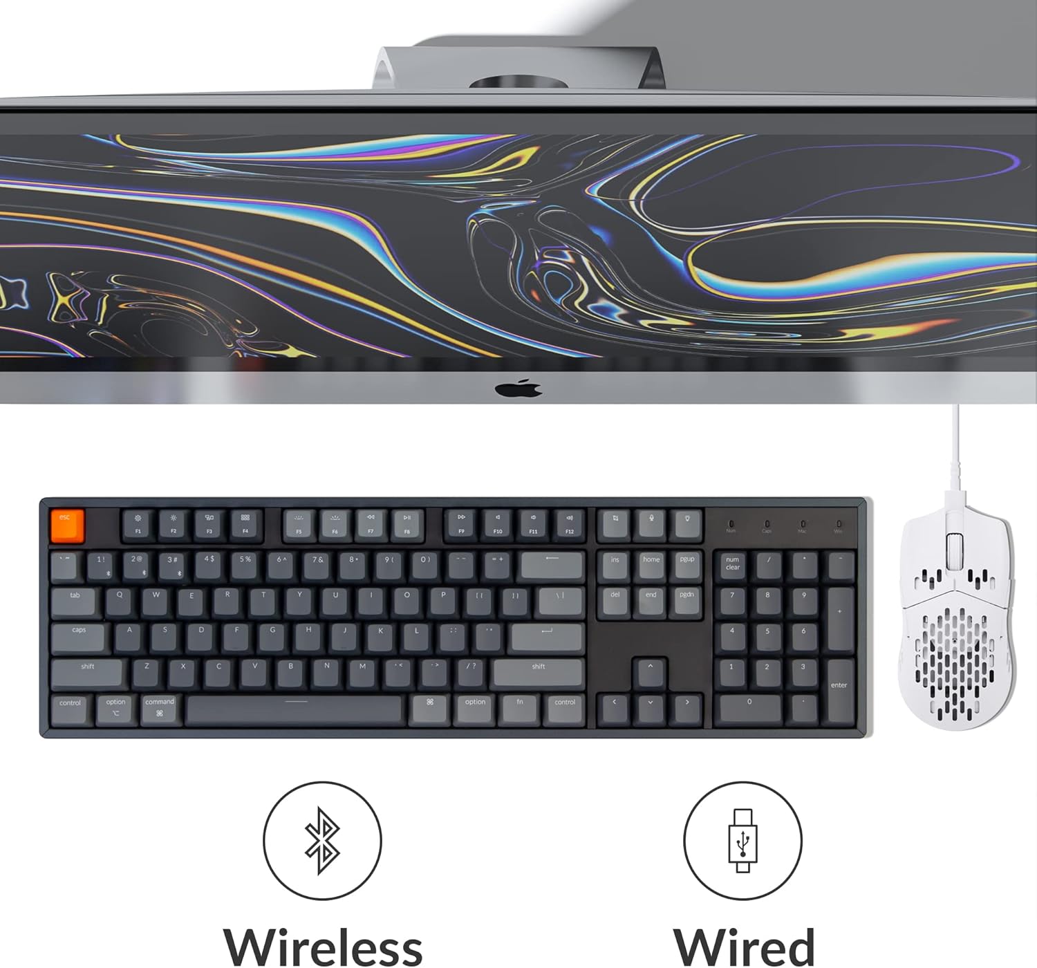 Keychron K10 Full Size 104 Keys Bluetooth Wireless/USB Wired Mechanical Gaming Keyboard for Mac with Gateron G Pro Red Switch/RGB Backlight/Multitasking Computer Keyboard for Windows, Aluminum Frame-3