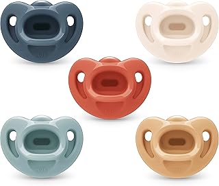 NUK Comfy Orthodontic Pacifiers, 0-6 Months, Timeless Collection, 5 Count (Pack of 1)