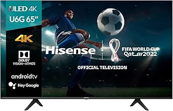 Hisense ULED 4K Premium 65U6G Quantum Dot QLED Series 65-Inch Android 4K Smart TV with Alexa Compatibility, 600-nit HDR10+, Dolby Vision & Atmos, Voice Remote (2021 Model)