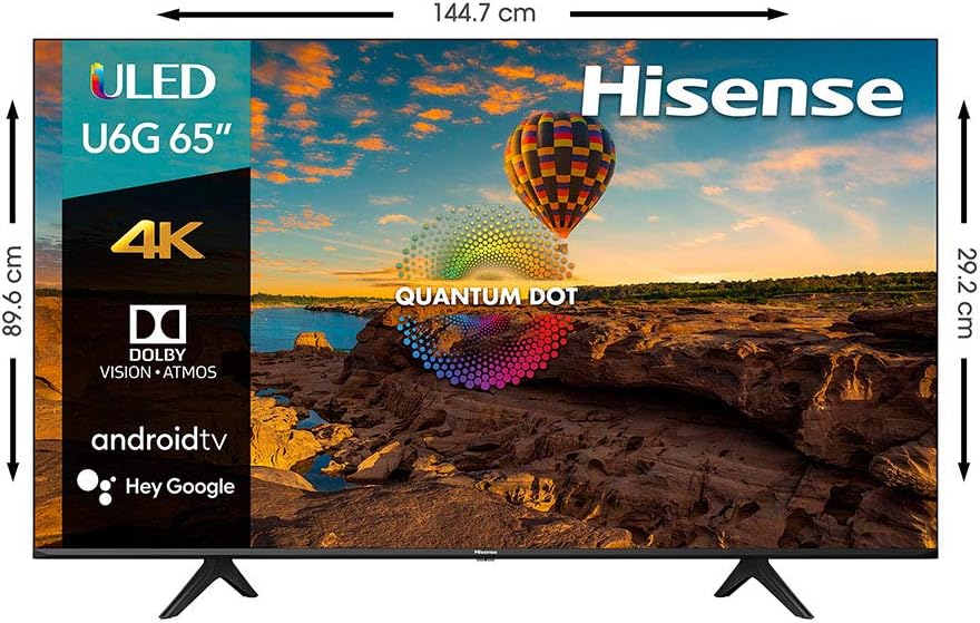 Hisense ULED 4K Premium 65U6G Quantum Dot QLED Series 65-Inch Android 4K Smart TV with Alexa Compatibility, 600-nit HDR10+, Dolby Vision & Atmos, Voice Remote (2021 Model)-1