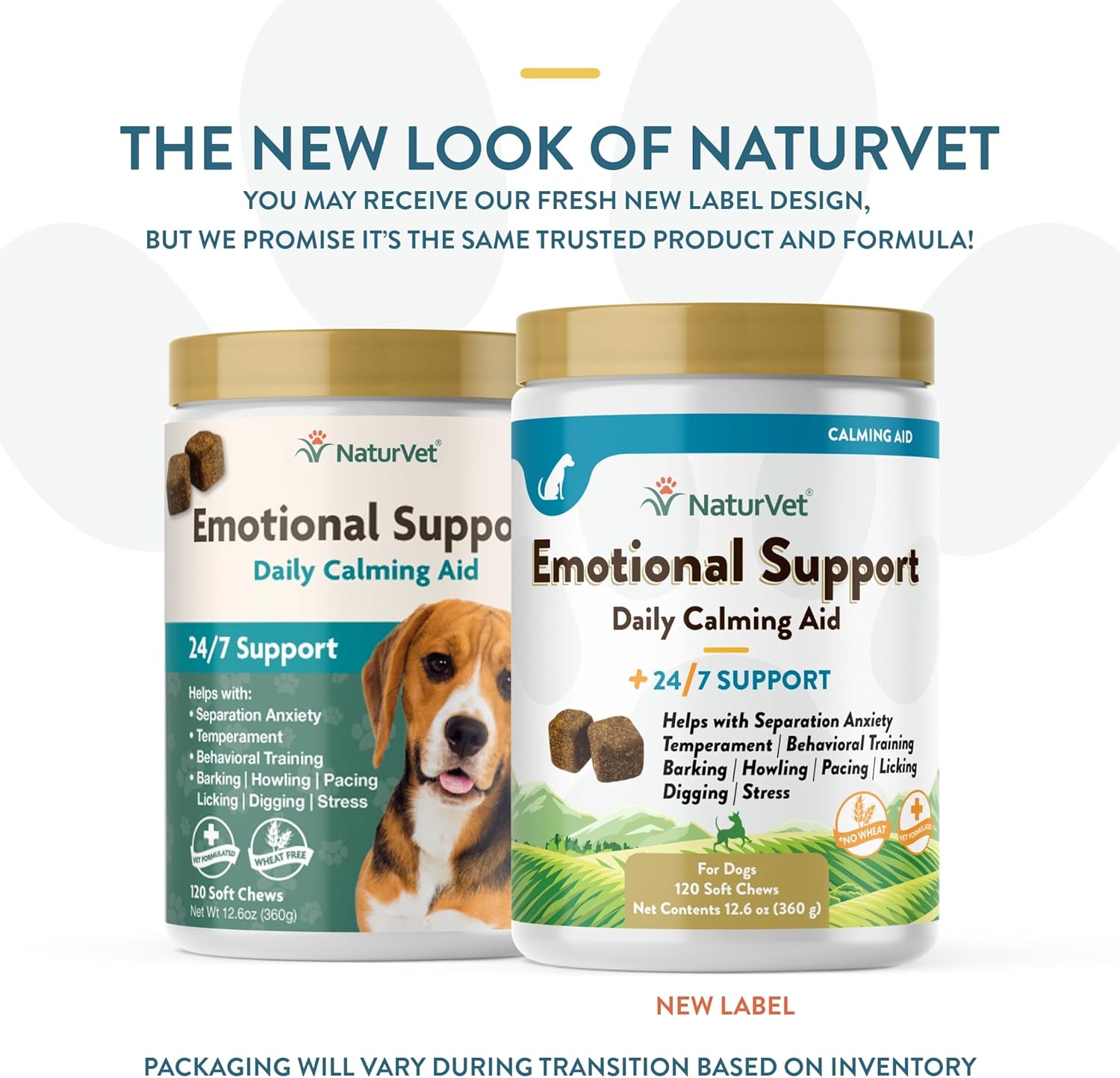 NaturVet Emotional Support Daily Calming Aid Dog Supplement - Helps Promote 24/7 Normal, Calm Behavior - for Dog Stress, Nervousness, Separation, Unwanted Behavior - 120ct Soft Chews-1