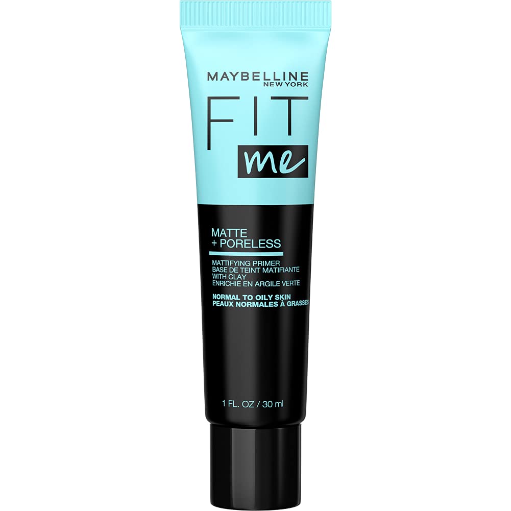 Maybelline Fit Me Matte + Poreless Mattifying Face Primer Makeup With Sunscreen, Broad Spectrum SPF 20, 16HR Wear, Shine Control, Clear, 1 Count-0