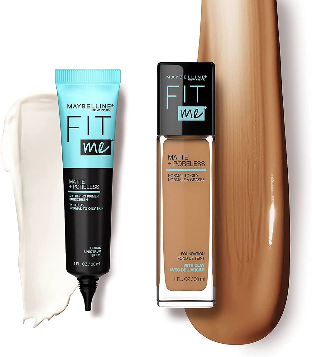 Maybelline Fit Me Matte + Poreless Mattifying Face Primer Makeup With Sunscreen, Broad Spectrum SPF 20, 16HR Wear, Shine Control, Clear, 1 Count-8