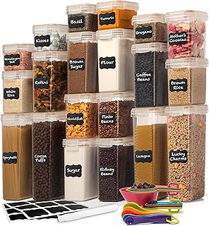 WHITE FEATHER SUPPLIES 40 PCS Airtight Food Storage Containers with Lids for Kitchen Pantry Organization and Storage - Leakproof BPA-Free Plastic Kitchen Canisters Set for Cereal, Pasta, Flour, Sugar