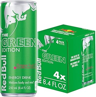 Red Bull Green Edition Energy Drink, Dragon Fruit, with 80mg Caffeine plus Taurine & B Vitamins, 8.4 Fl Oz. Pack of 4 Cans