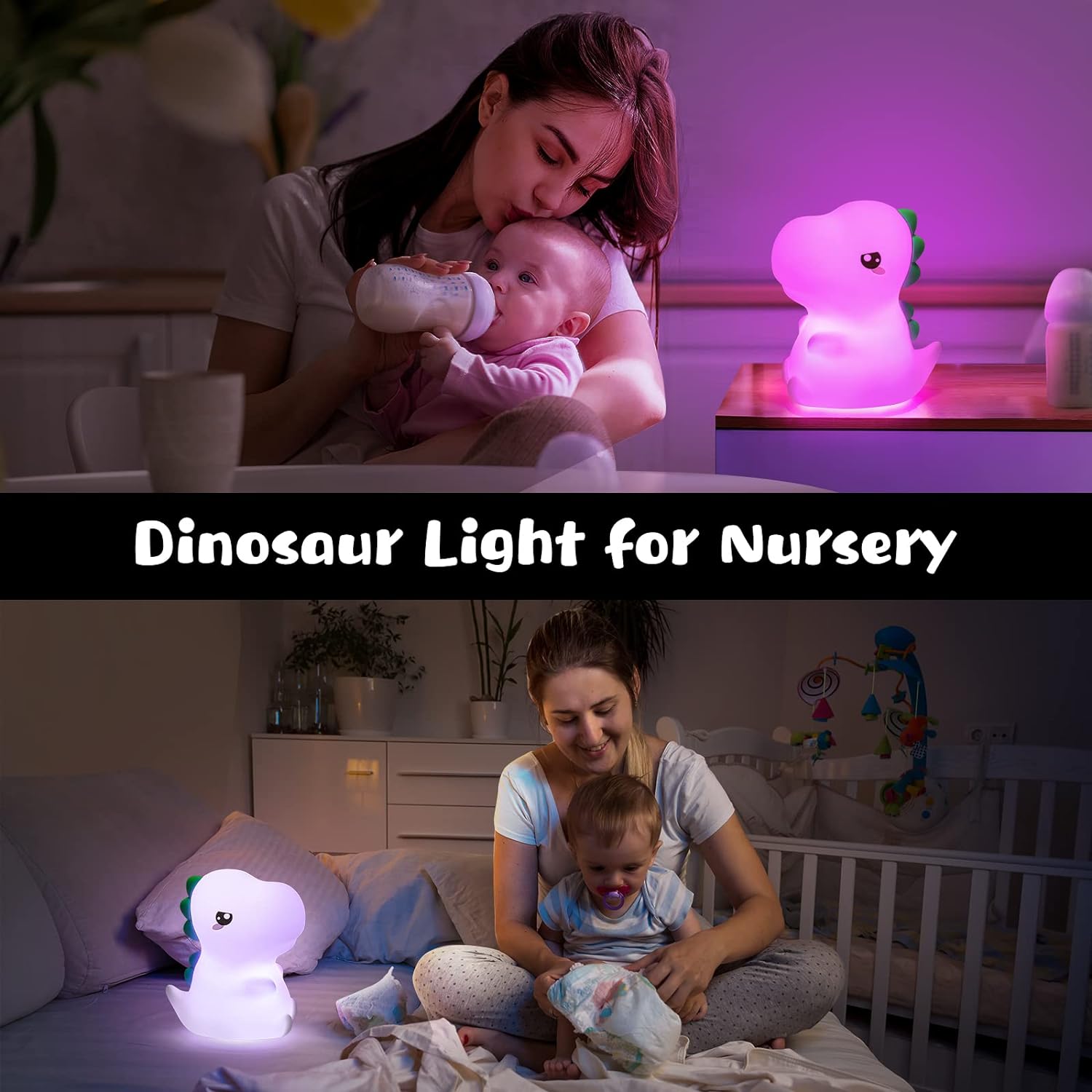 One Fire Dinosaur Night Light for Kids, 16 Color Changing Kids Night Light, Silicone Dinosaur Nightlight for Kids Room, Portable Battery Baby Night Light Dinosaur Lamp,Dinosaur Gifts Cute Night-2