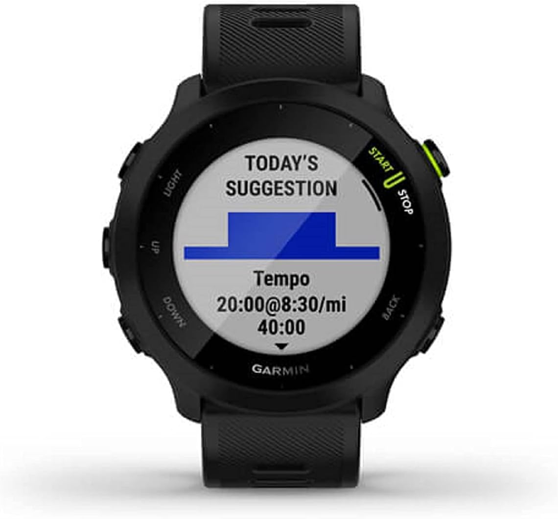 Garmin Forerunner 55, GPS Running Watch with Daily Suggested Workouts, Up to 2 weeks of Battery Life, Black - 010-02562-00-1