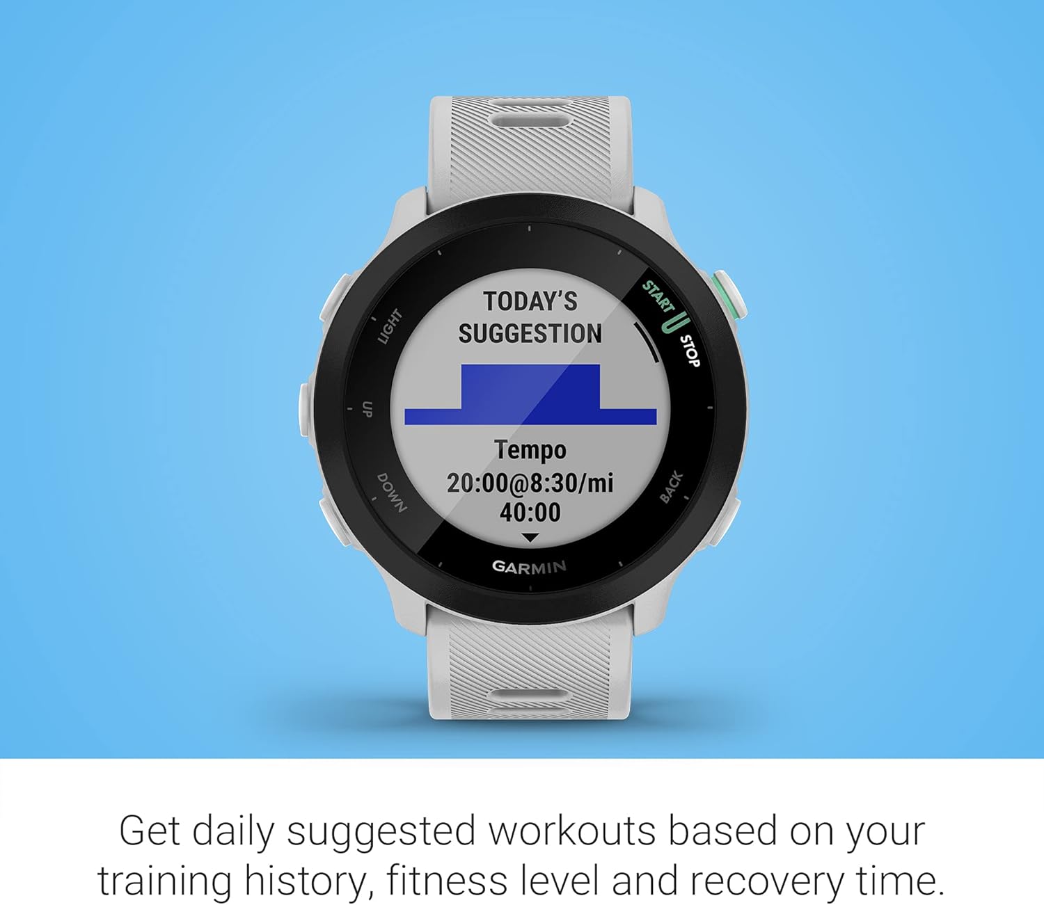 Garmin Forerunner 55, GPS Running Watch with Daily Suggested Workouts, Up to 2 weeks of Battery Life, White-4