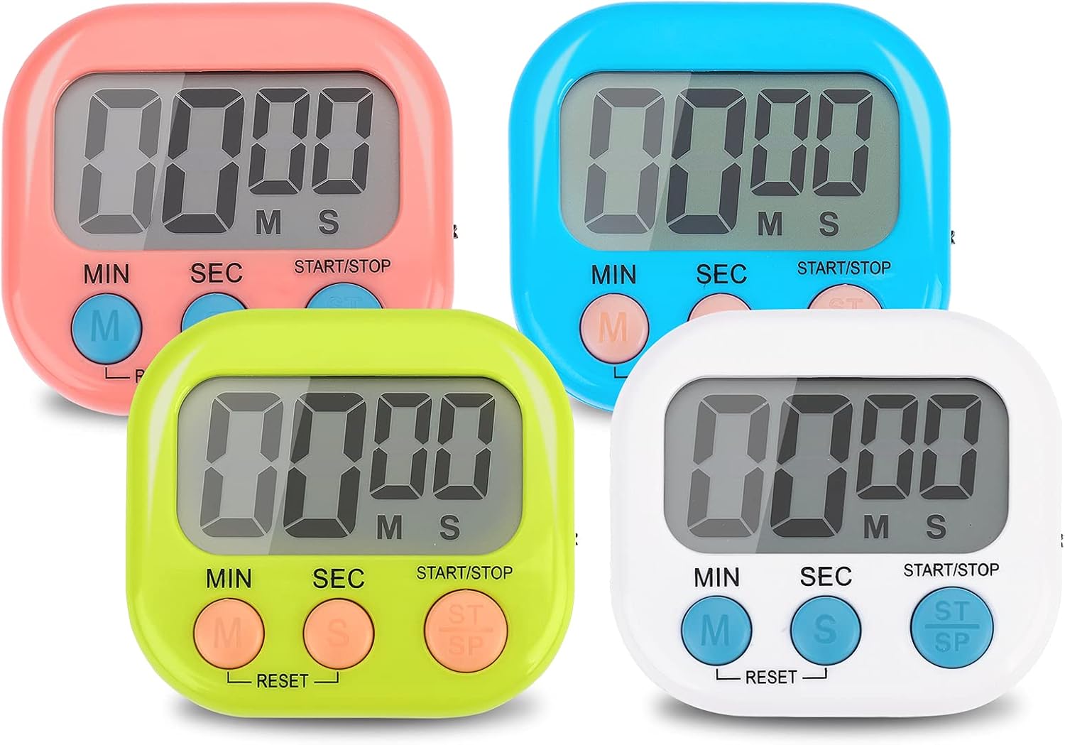 4-Piece Multi-Function Electronic Timer, Learning Management, Suitable for Kitchen, Study, Work, Exercise Training, Outdoor Activities(not Including Battery).-0