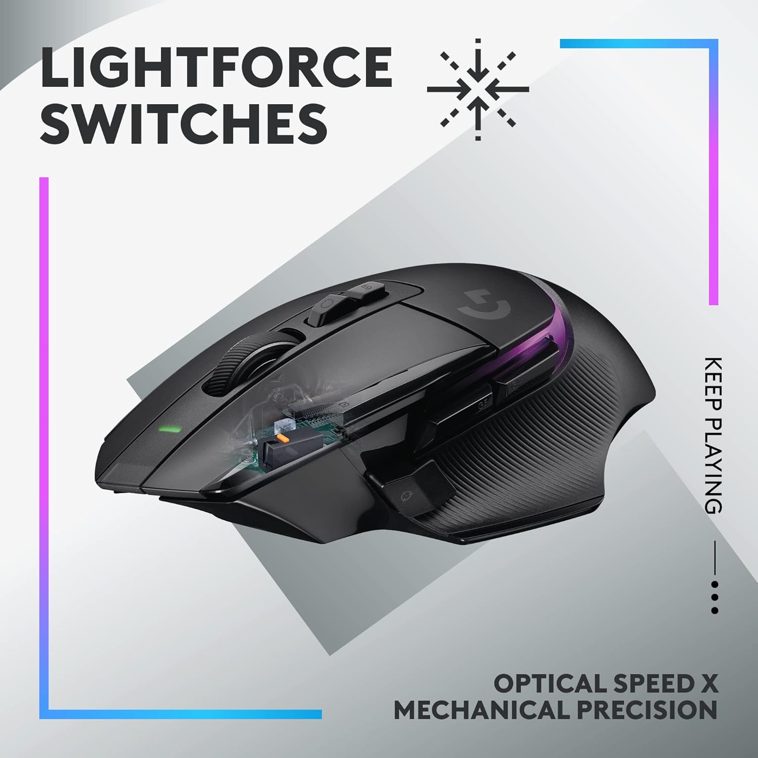 Logitech G502 X Plus Lightspeed Wireless Optical Mouse - LIGHTFORCE hybrid switches, LIGHTSYNC RGB, HERO 25K gaming sensor, compatible with PC - macOS/Windows - Black-1