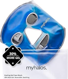 MyHalos Ice Face Mask - 2023 Frozen Face Mask for Pain Relief, Migraine & Wisdom Tooth Surgery - Our Cooling Face Mask for Swelling, Puffiness & Stress Relief - Hot or Cold Gel Face Mask Cold Pack