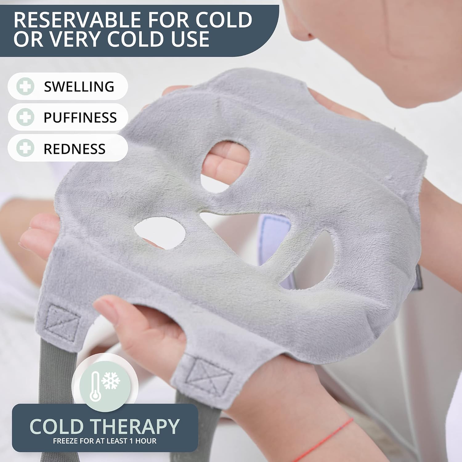 MyHalos Ice Face Mask - 2023 Frozen Face Mask for Pain Relief, Migraine & Wisdom Tooth Surgery - Our Cooling Face Mask for Swelling, Puffiness & Stress Relief - Hot or Cold Gel Face Mask Cold Pack-1