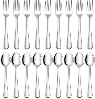 Hiware 24-piece Forks and Spoons Silverware Set, Food Grade Stainless Steel Flatware Cutlery Set for Home, Kitchen and Restaurant, Mirror Polished, Dishwasher Safe