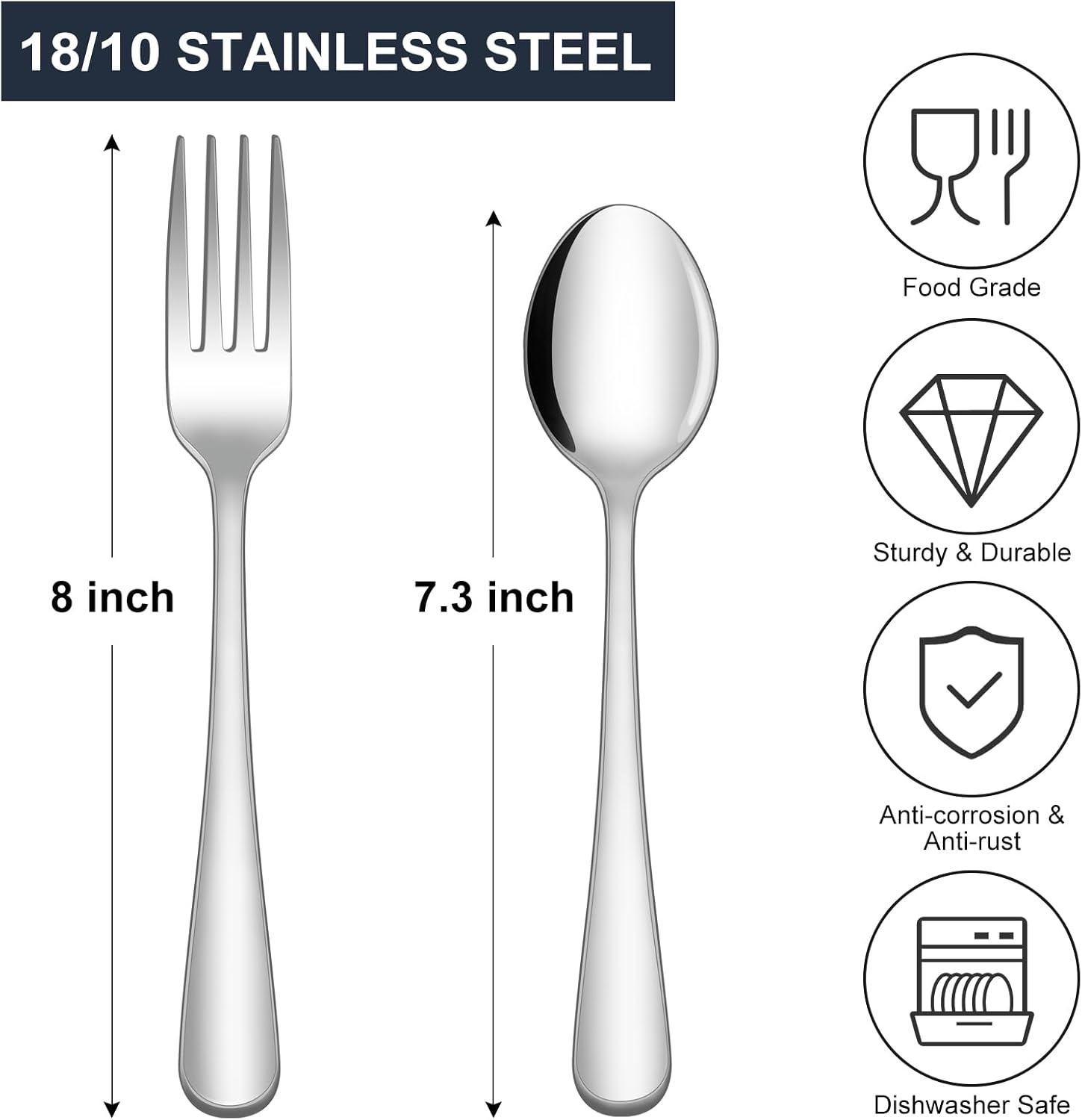 Hiware 24-piece Forks and Spoons Silverware Set, Food Grade Stainless Steel Flatware Cutlery Set for Home, Kitchen and Restaurant, Mirror Polished, Dishwasher Safe-1