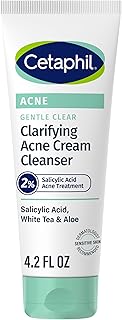 Cetaphil Acne Face Wash, Gentle Clear Clarifying Acne Cream Cleanser with 2% Salicylic Acid, Deep Cleans & Treats Acne Prone Skin, Skin Care for Sensitive Skin, 4.2oz