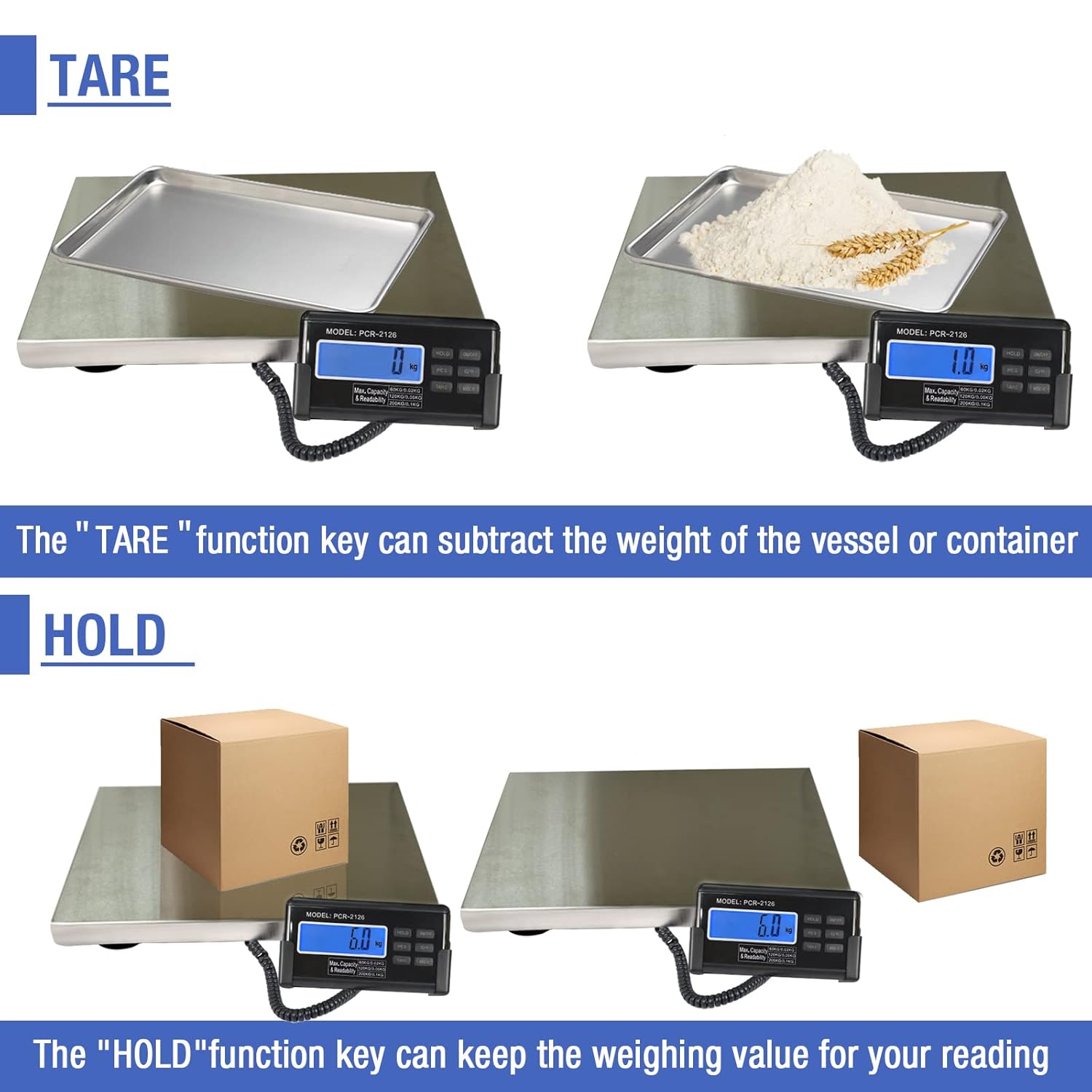 Large 440lbs Shipping Scale, 15"X 12" Platform Heavy Duty Stainless Steel Platform for Postal Industrial Floor Business Office Home Warehouse Package Lugggage-5