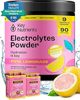 KEY NUTRIENTS Multivitamin Electrolytes Powder No Sugar - Fresh Pink Lemonade Electrolyte Powder - Endurance & Energy Supplement - Hydration Powder - No Calories - 90 Servings - Made in USA