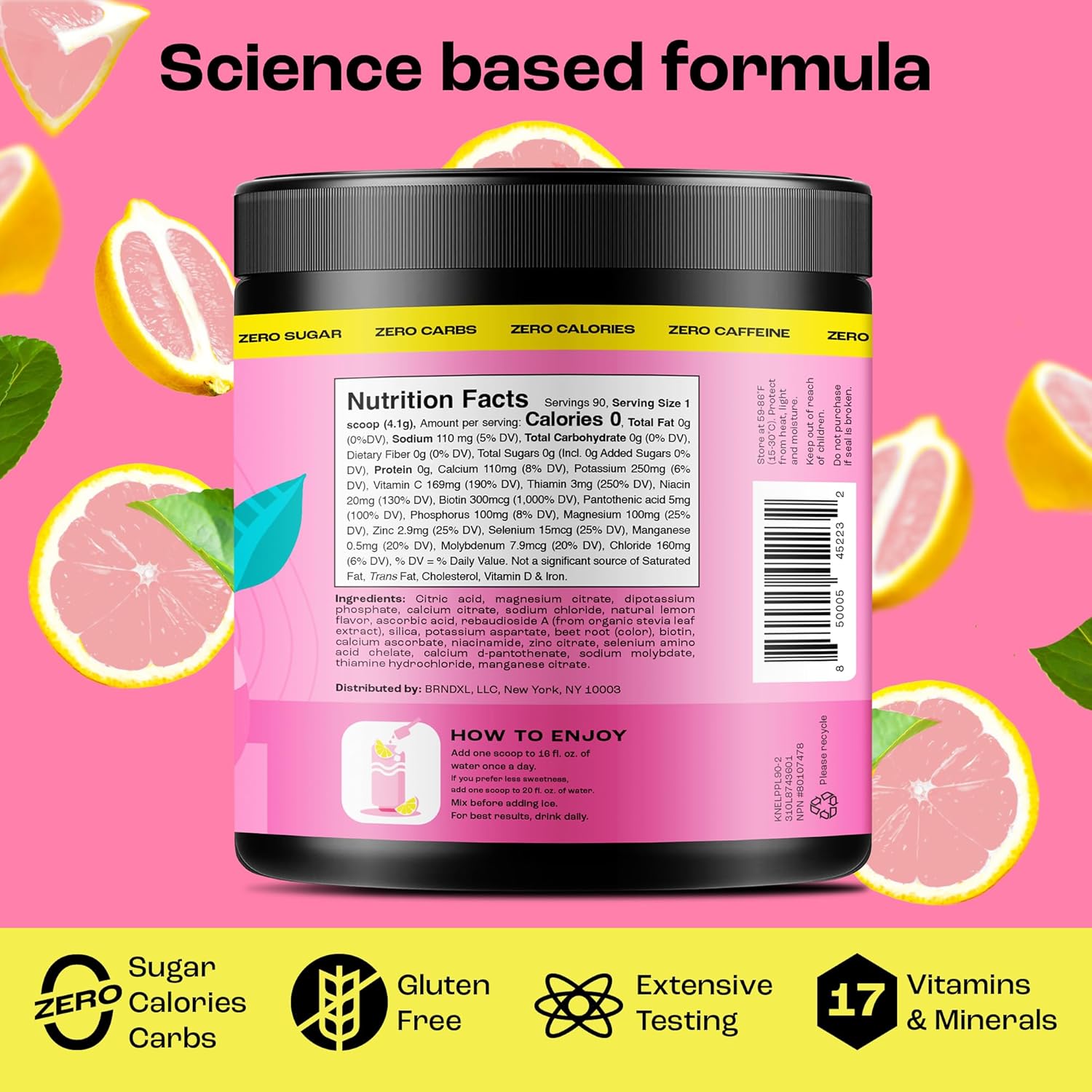 KEY NUTRIENTS Multivitamin Electrolytes Powder No Sugar - Fresh Pink Lemonade Electrolyte Powder - Endurance & Energy Supplement - Hydration Powder - No Calories - 90 Servings - Made in USA-6