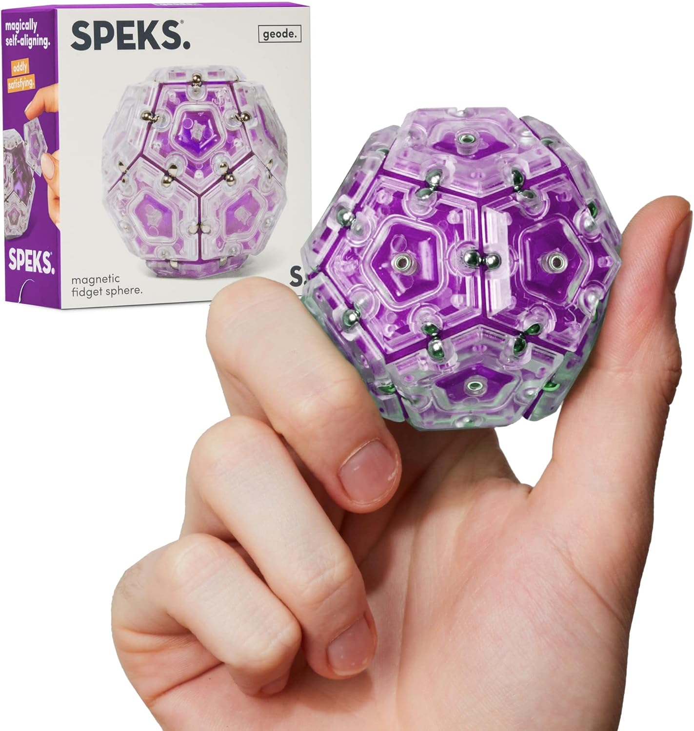 Speks Geode Sphere Magnetic Fidget Toy for Adults | Quiet Adult Sensory Toy for Stress Relief & Anxiety, Office Desk Toy & Top Gadget Gift Idea | Quartz, 12-Piece Set-0