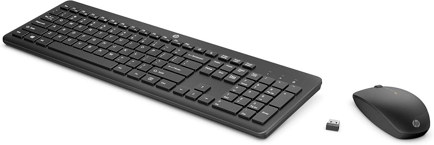 HP 230 Wireless Mouse and Keyboard Combo - 2.4GHz Wireless Connection - Long Battery Life - Durable & Low-Noise Design - Windows & Mac OS - Adjustable 1600 DPI - Numeric Keypad (18H24AA#ABA)-1