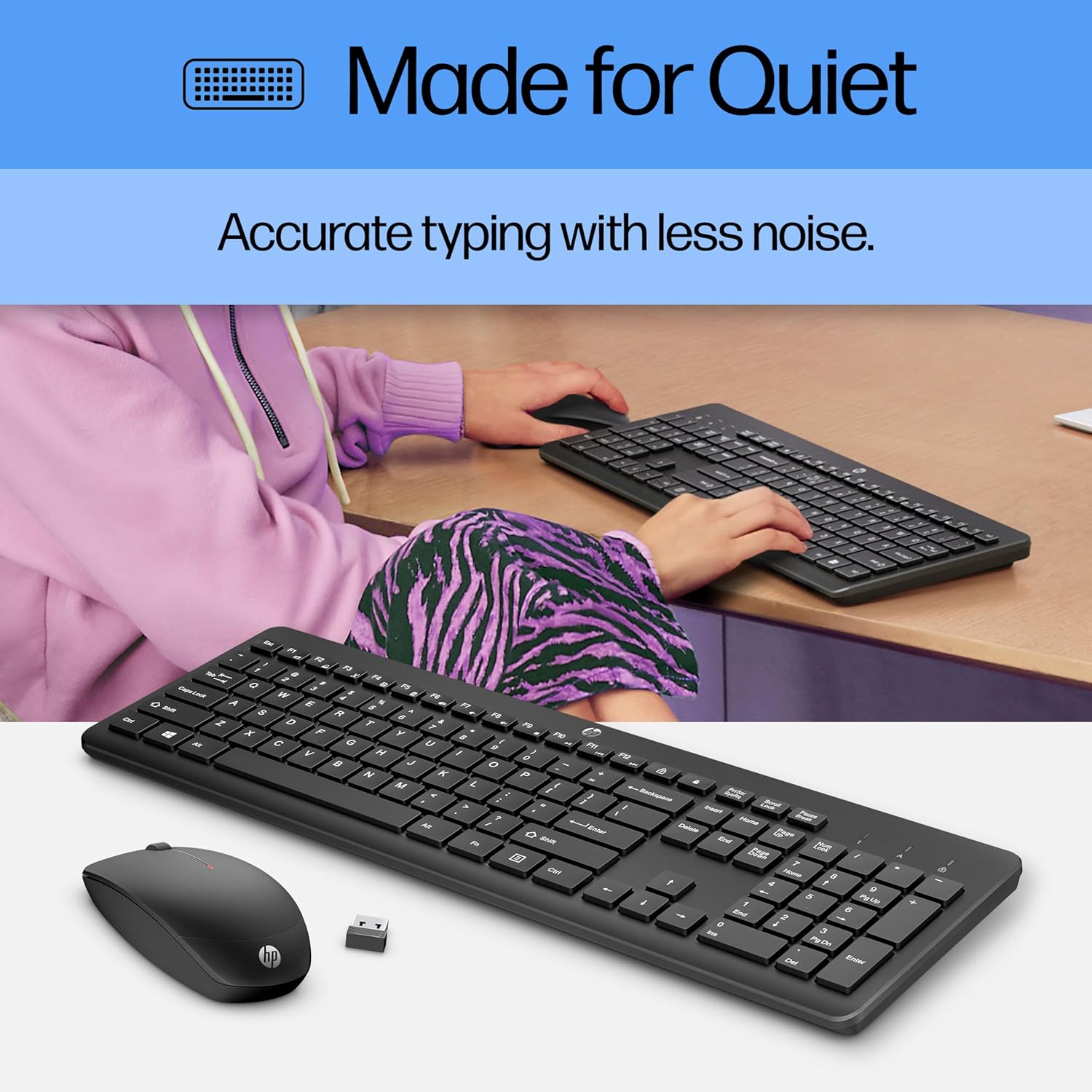 HP 230 Wireless Mouse and Keyboard Combo - 2.4GHz Wireless Connection - Long Battery Life - Durable & Low-Noise Design - Windows & Mac OS - Adjustable 1600 DPI - Numeric Keypad (18H24AA#ABA)-5