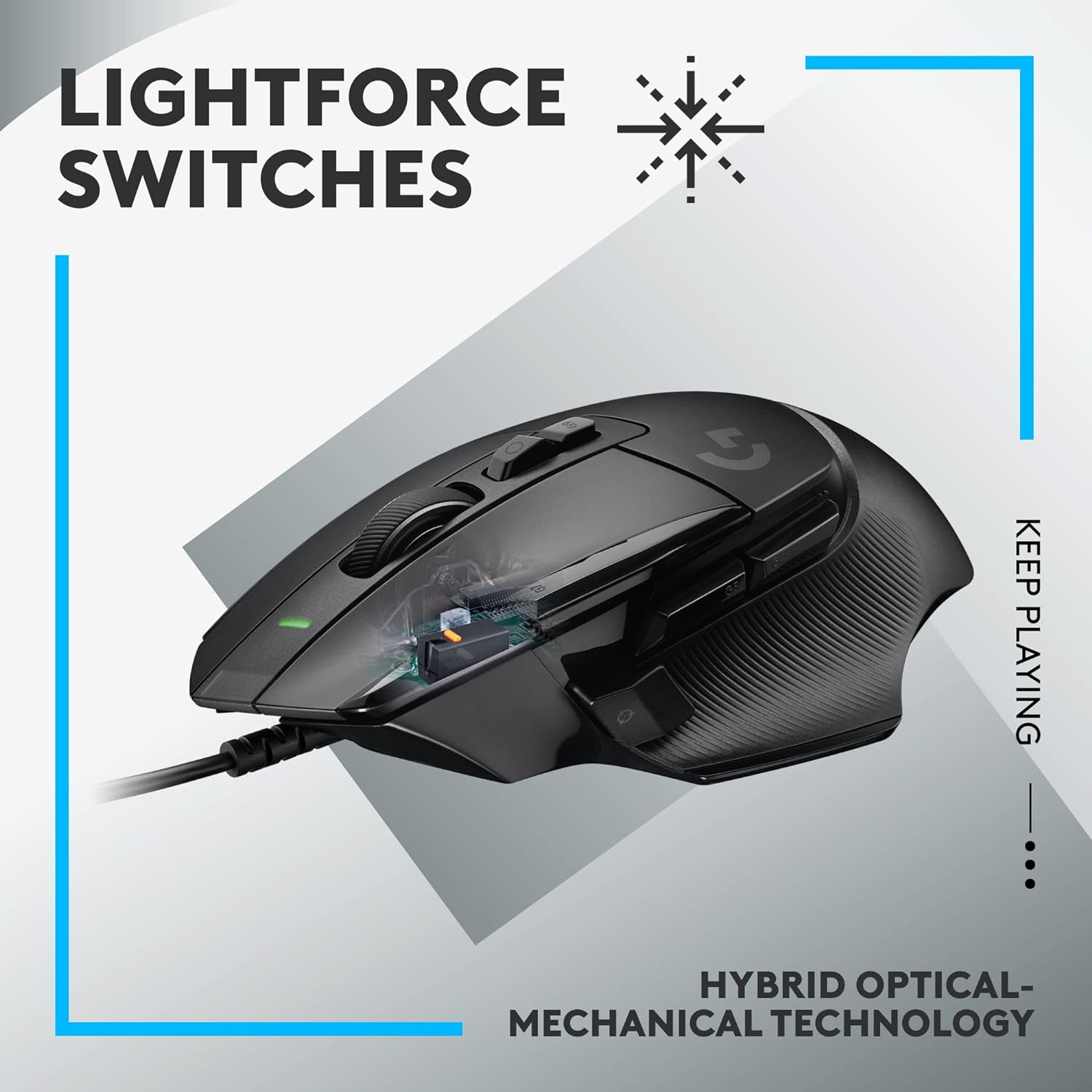 Logitech G502 X Wired Gaming Mouse - LIGHTFORCE hybrid optical-mechanical primary switches, HERO 25K gaming sensor, compatible with PC - macOS/Windows - Black-1