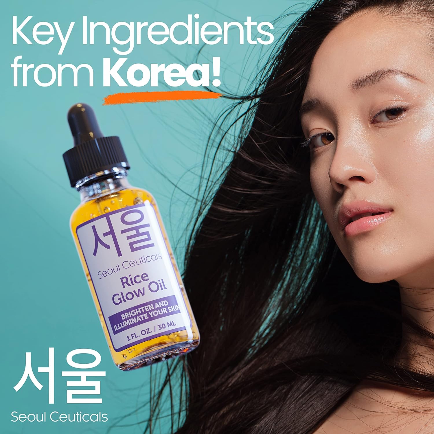 SeoulCeuticals Rice Bran Oil for Skin - Korean Skin Care Facial Glow Oil With Squalane & Vitamin E - Cruelty Free K Beauty Skincare for Glass Skin 1oz-1