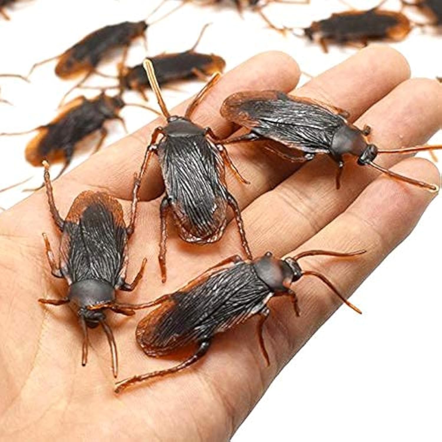 Ksquares Prank Fake Roaches, Favorite Trick Joke Toys Look Real, Scary Insects Realistic Plastic Bugs, Novelty Cockroach for Party, Christmas, Halloween-0