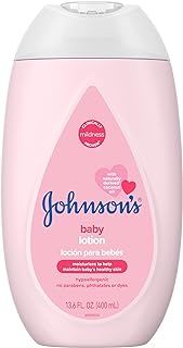 Johnson's Baby Moisturizing Mild Pink Baby Lotion with Coconut Oil for Delicate Baby Skin, Paraben-, Phthalate- & Dye-Free, Hypoallergenic & Dermatologist-Tested, Baby Skin Care, 13.6 Fl. Oz